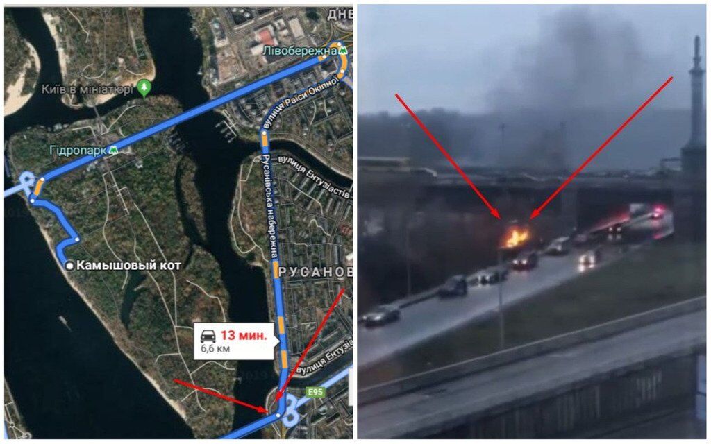 Від місця вбивства до моста Патона (де згорів автомобіль) – менш ніж 7 кілометрів
