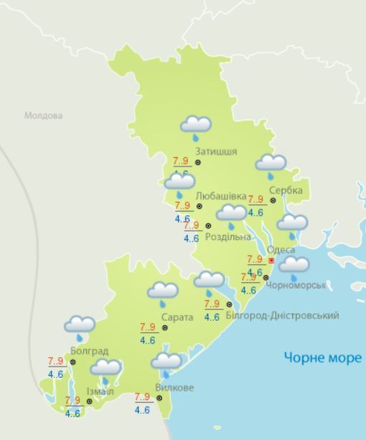 Якою буде погода в Одесі 25 грудня