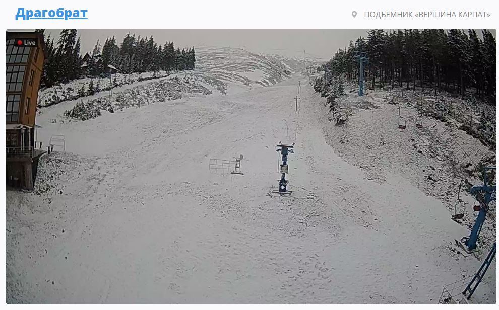 Сніг у Карпатах на вебкамерах