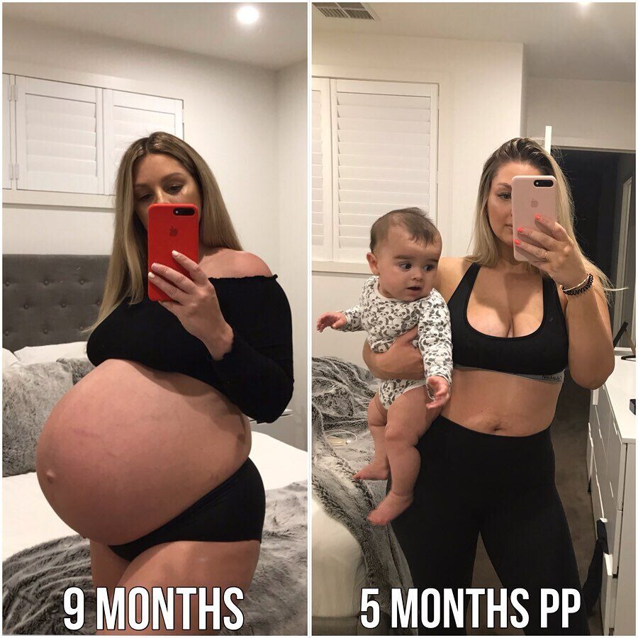 Элиша Бэйкс - до и после рождения ребенка (5 месяцев)