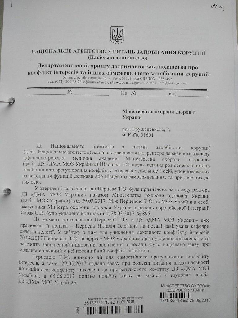 НАЗК підтвердило порушення законодавства ректором Дніпропетровської медакадемії
