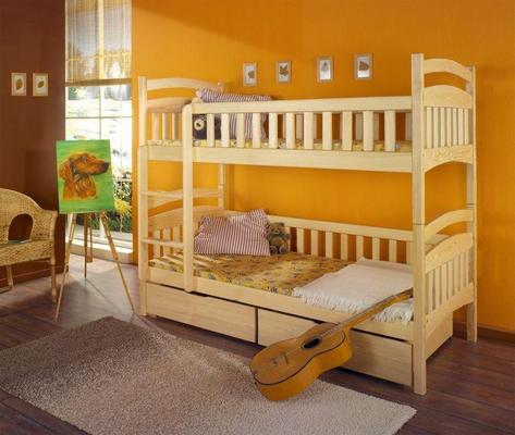 купить детскую двухъярусную кровать из дерева