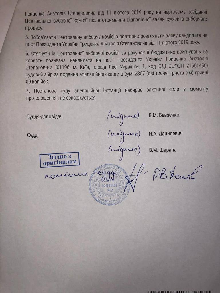 Гриценко переміг ЦВК в суді: що про це відомо