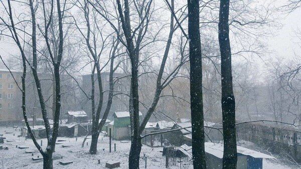 Сніг у Донецьку 23 березня