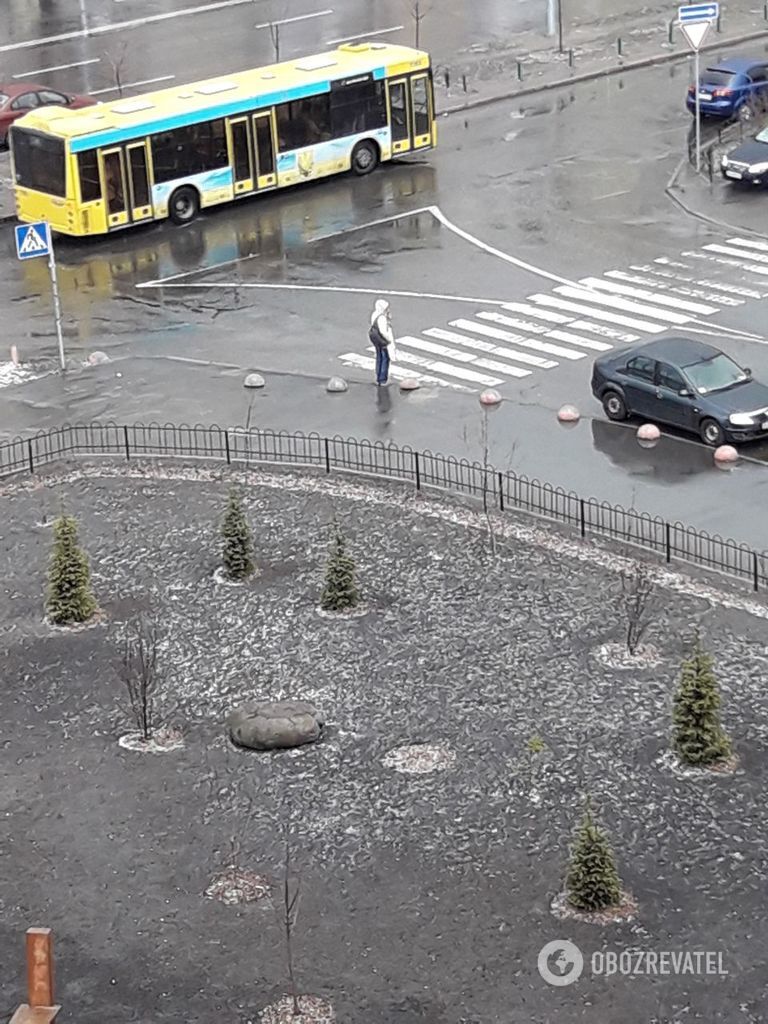 У Києві раптово пішов сніг: фото