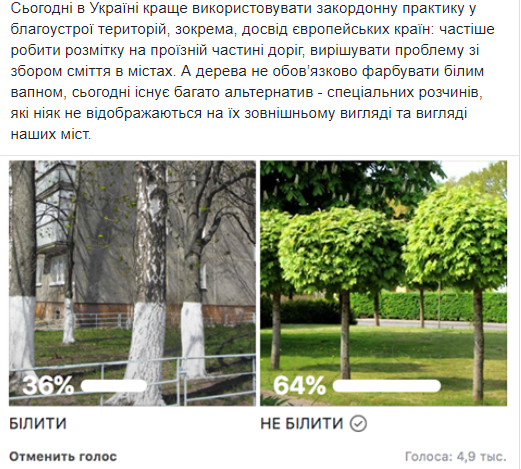 "Совок" і несмак": в Україні закликали відмовитися від побілки дерев