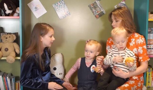 Олена Кравець з дітьми і Женя Жигаліна