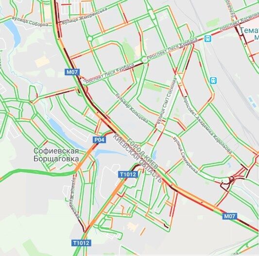 ÐšÐ¸Ñ—Ð² ÑÐºÑƒÐ²Ð°Ð»Ð¸ Ð±Ð°Ð³Ð°Ñ‚Ð¾ÐºÑ–Ð»Ð¾Ð¼ÐµÑ‚Ñ€Ð¾Ð²Ñ– Ð·Ð°Ñ‚Ð¾Ñ€Ð¸: Ð¼Ð°Ð¿Ð° Ñ€ÐµÐ¼Ð¾Ð½Ñ‚Ñƒ Ð´Ð¾Ñ€Ñ–Ð³ Ñ– 