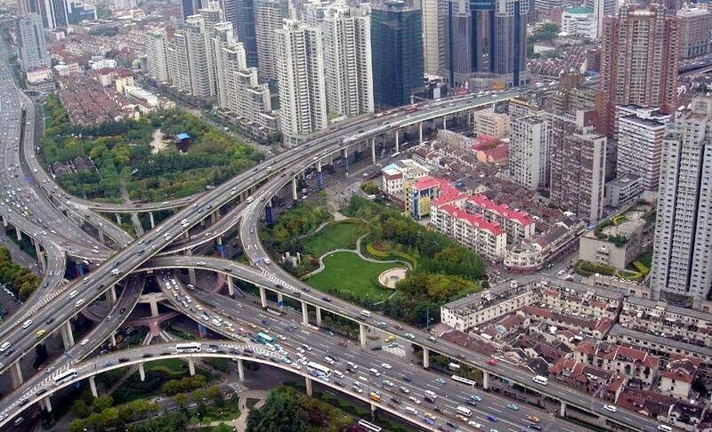 Развязка Puxi Viaduct в Шанхае