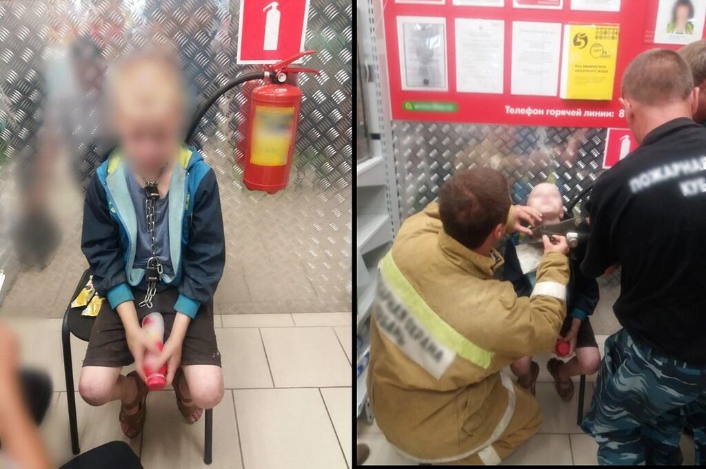 Батько посадив сина на ланцюг