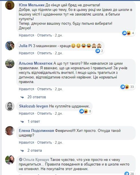 Реакция украинцев на правила поведения в школе