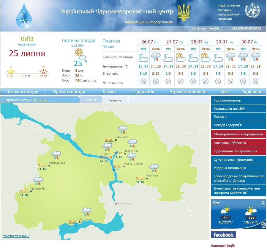 В Днепре ожидается гроза