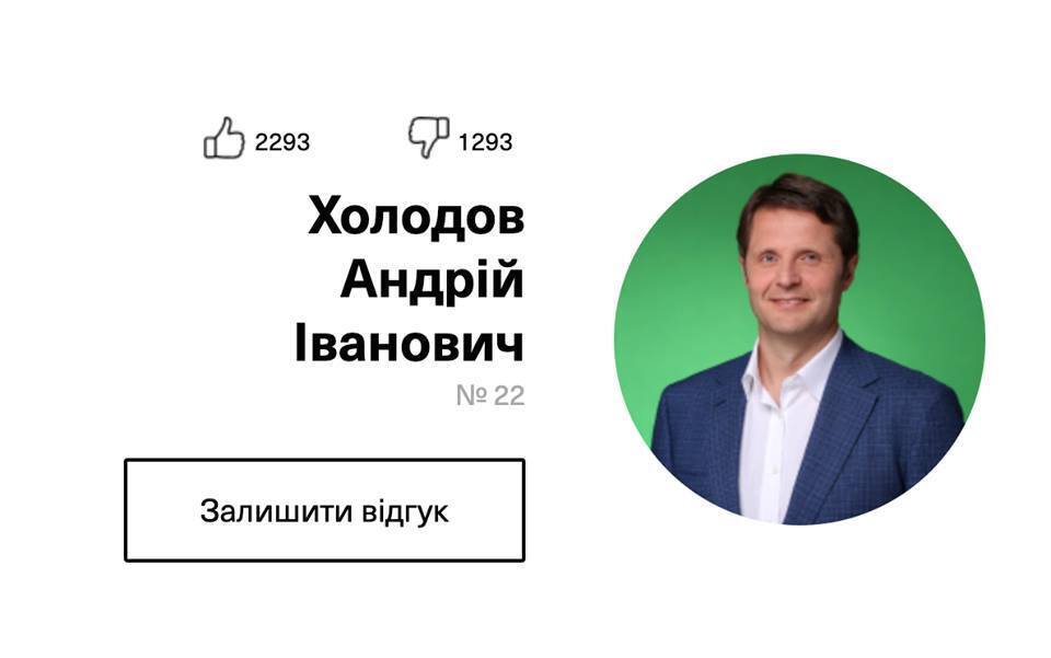 Андрій Холодов на сайті "Слуги народу"