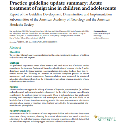 Лікування мігрені у дітей та підлітків: нові рекомендації