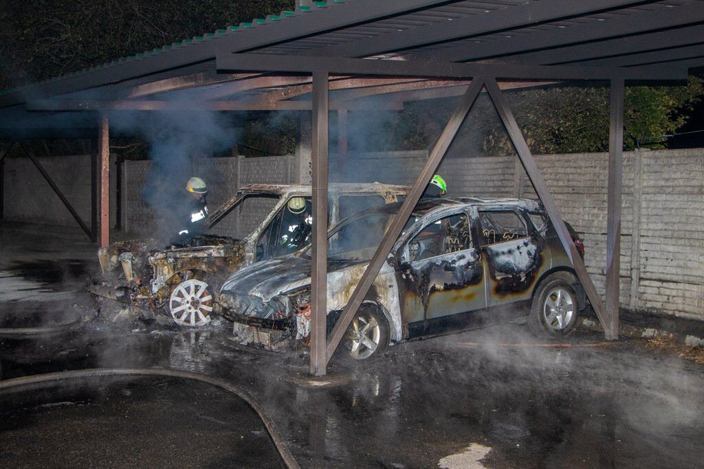 У Дніпрі згоріли автомобілі на стоянці: фото