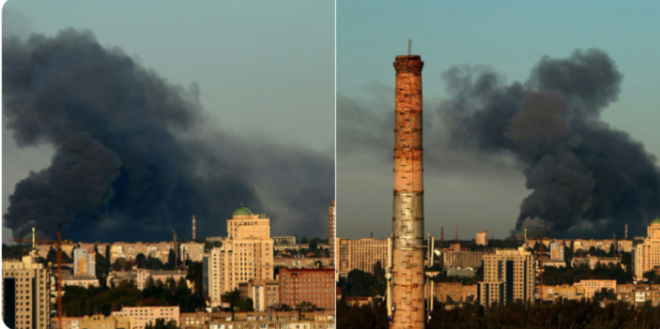 Пожар на складе боеприпасов в Донецке