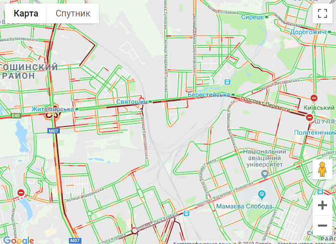 Карта заторів у Києві