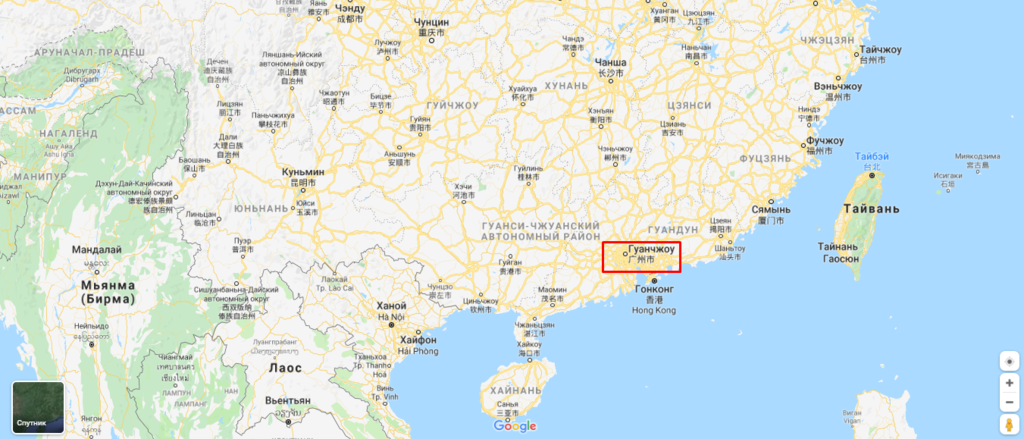 Гуанчжоу на мапі