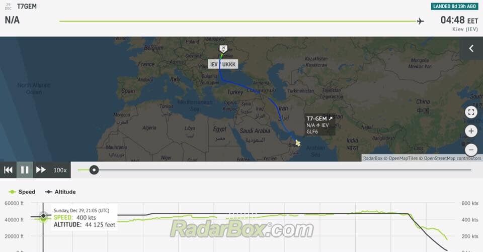 Літак Медведчука летить в Оман