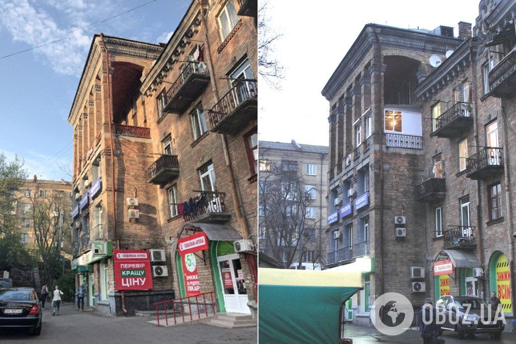 Слева – фото здания в 2017 году, справа – январь 2020-го