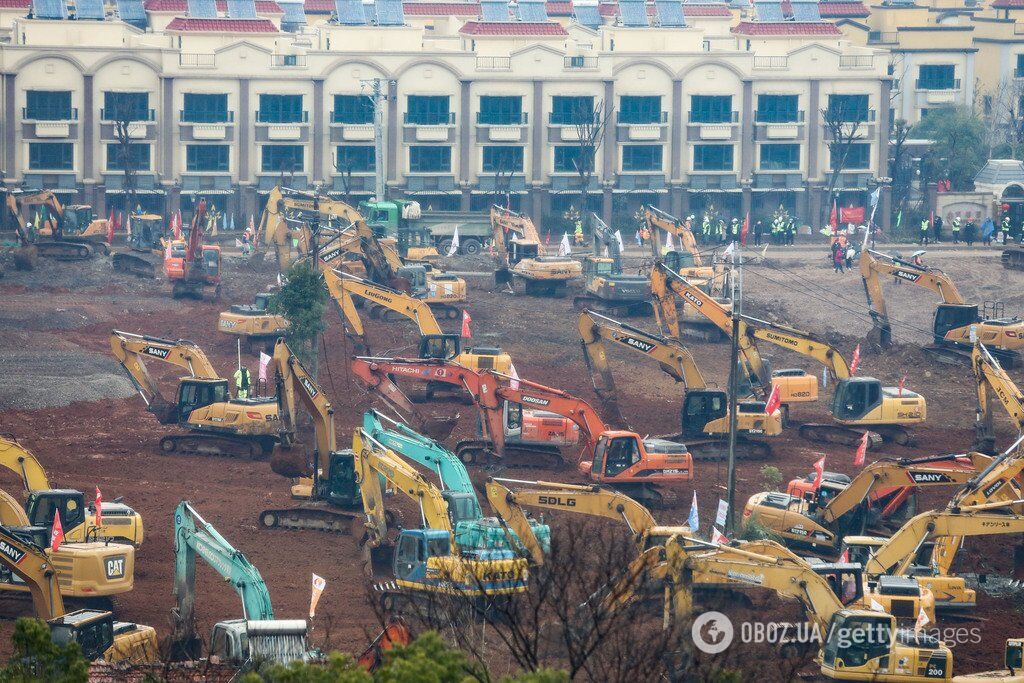 Строительство больницы в Китае для больных вирусом 2019-nCoV