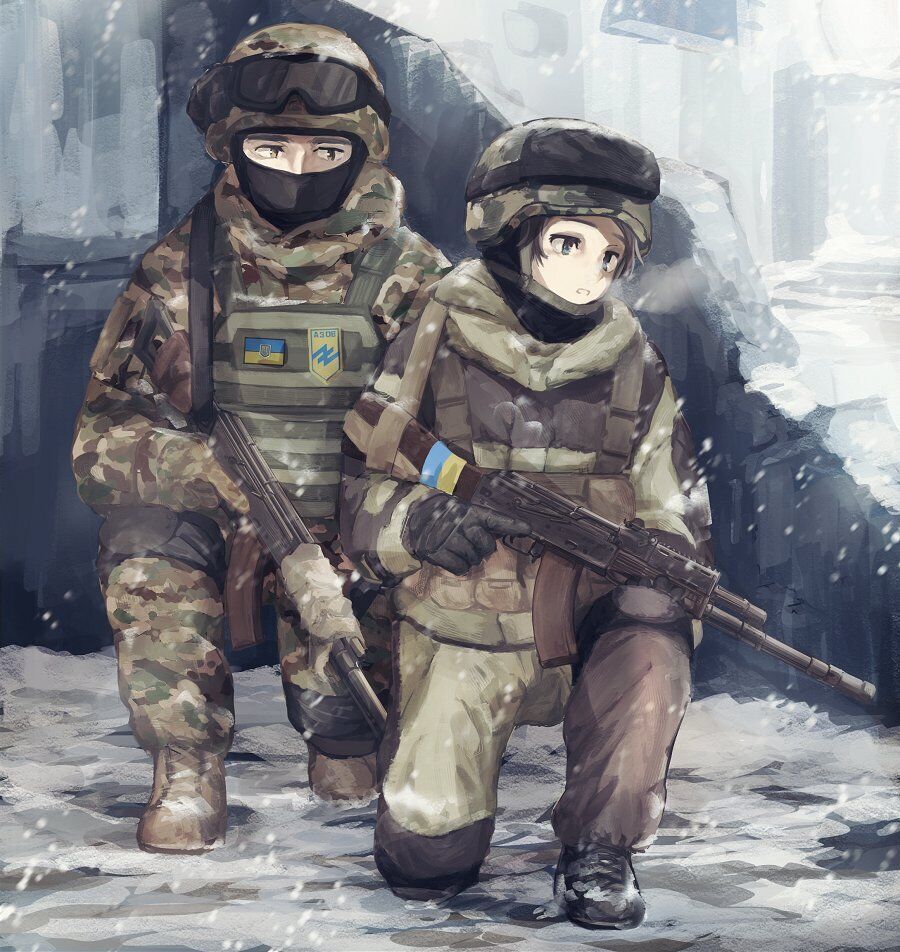 Изображение украинских воинов в стиле аниме