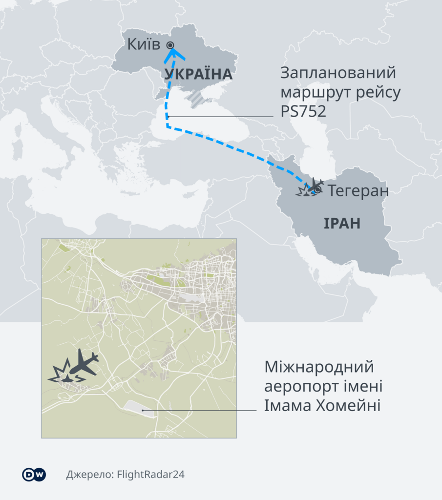 Карта движения украинского Boeing 737