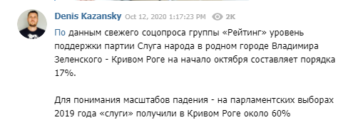 В родном городе Зеленского упал уровень доверия к 