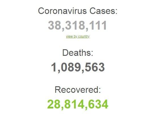 Во всем мире коронавирусом заражены более 38,3 млн человек.