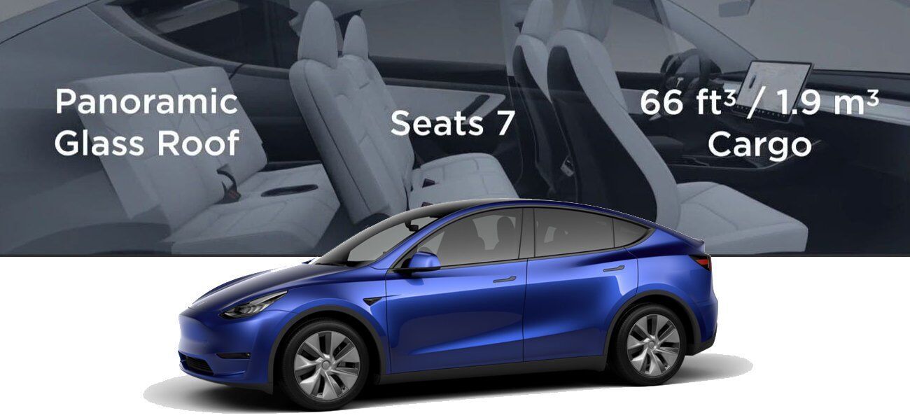 Расположение дополнительного ряда сидений в Tesla Model Y