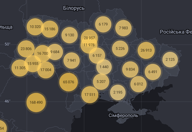 Карта поширення вірусу.