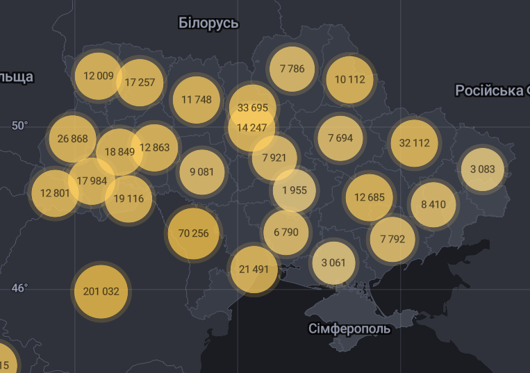 Карта поширення вірусу.