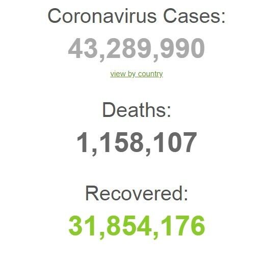 Коронавірусом заразилися майже 43 млн по всьому світу: статистика на 25 жовтня