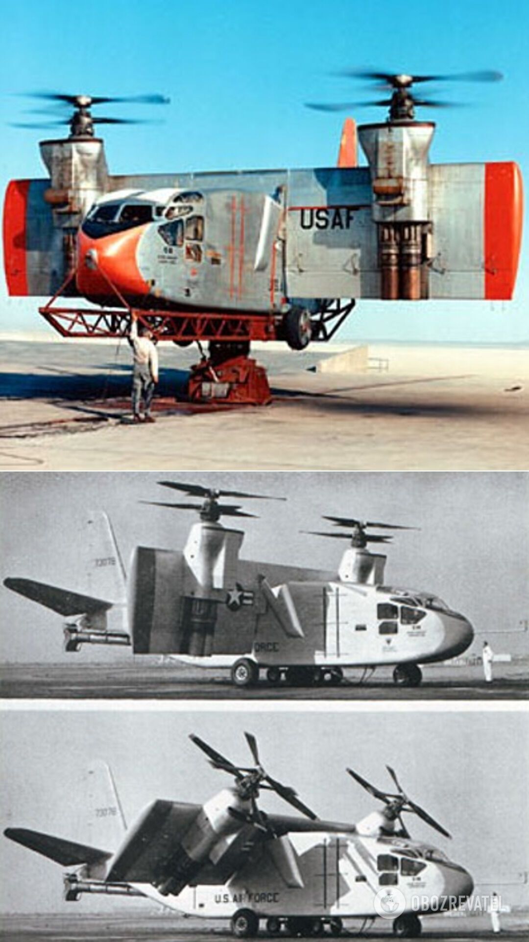 Hiller X-18 – экспериментальный грузовой транспортный самолет, разработанный в США как первый испытательный стенд для технологии наклона
