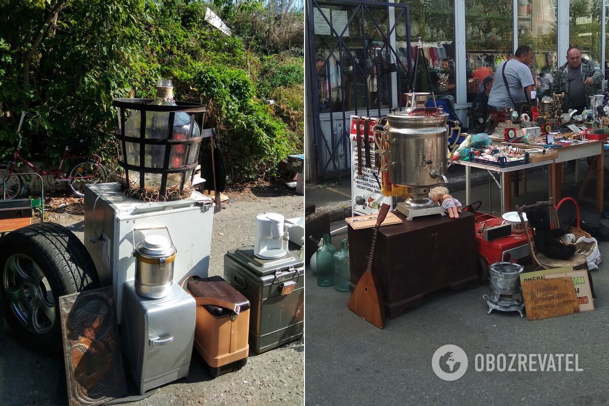 На барахолці можна купити старі музичні інструменти й самовари з СССР