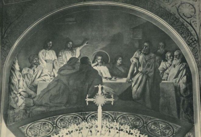 Композиция "Тайная вечеря" в киевском Владимирском соборе (выполнена совместно с братьями Сведомскими). Первая половина 1890‑х гг.
