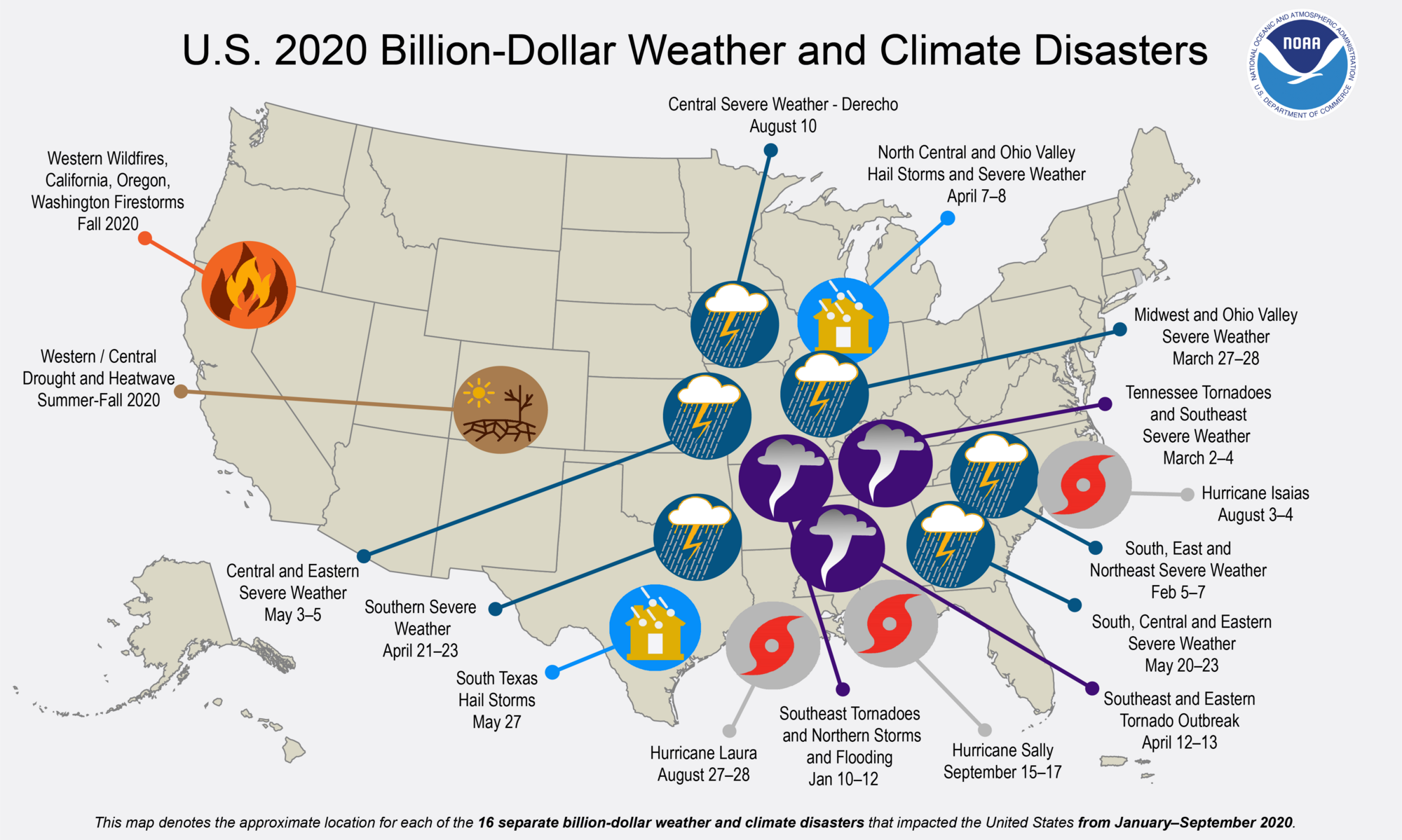 С начала года в США произошло 16 стихийных бедствий