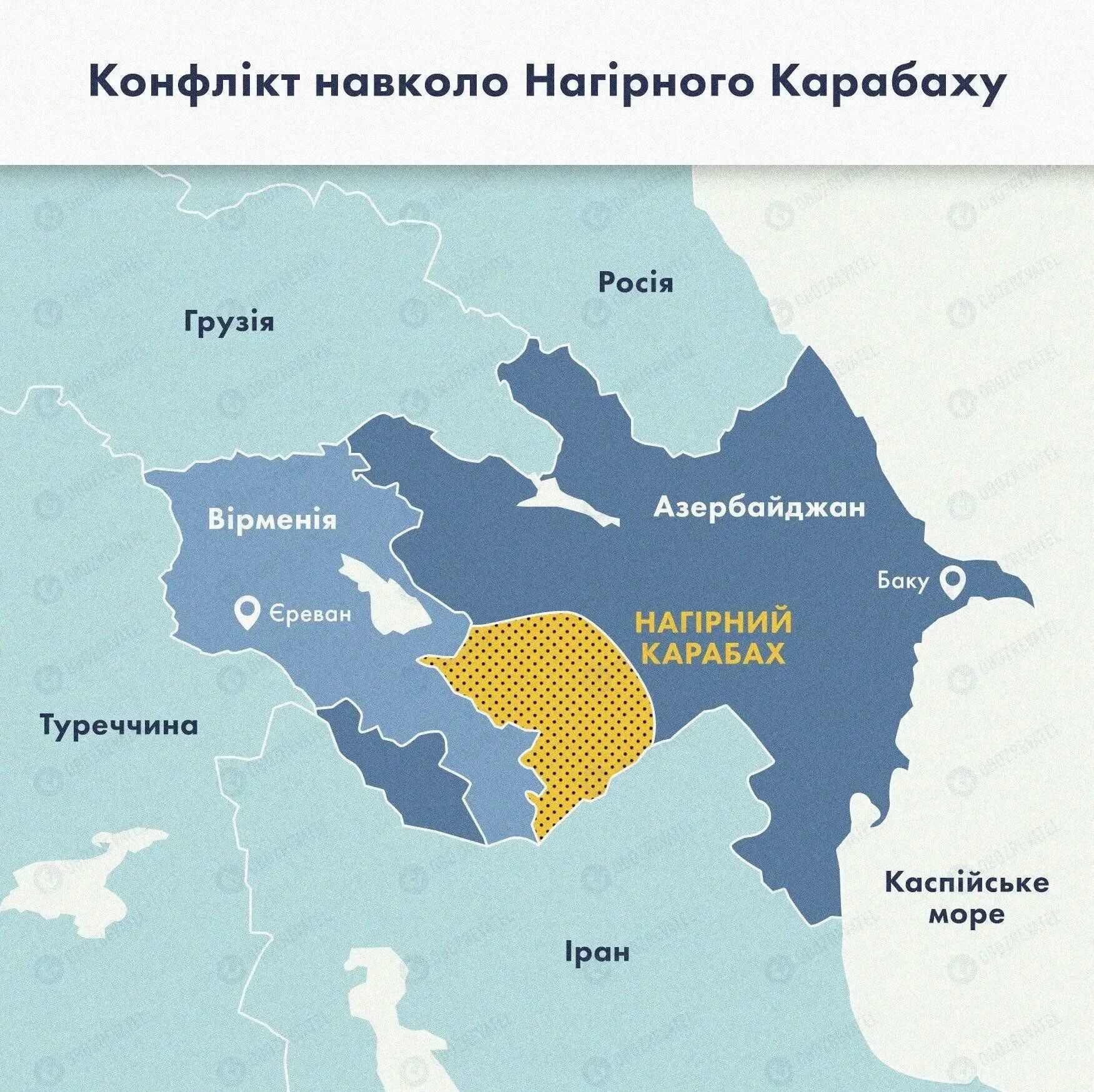Карта щодо конфлікту в Нагірному Карабасі