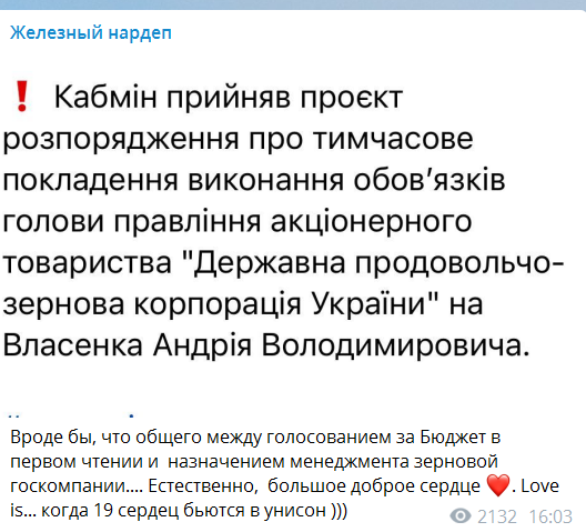 Железняк обвинил "Батьківщину" в корыстном голосовании за бюджет на 2021 год