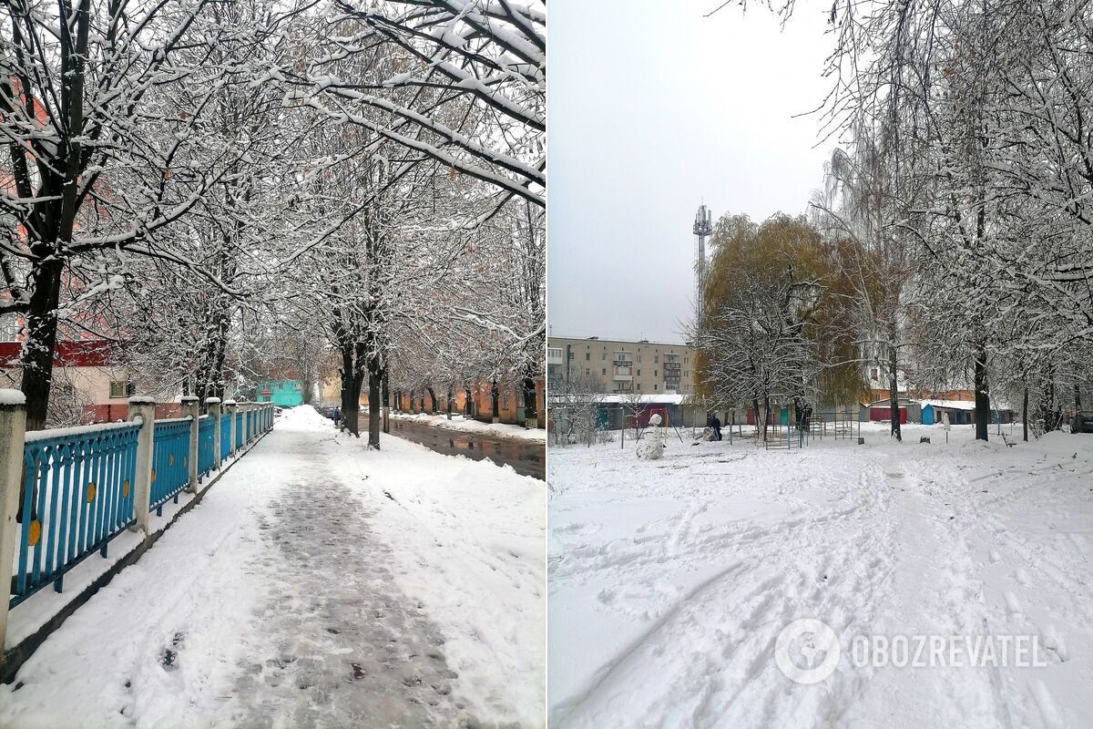 Сніг випав у місті Шостка