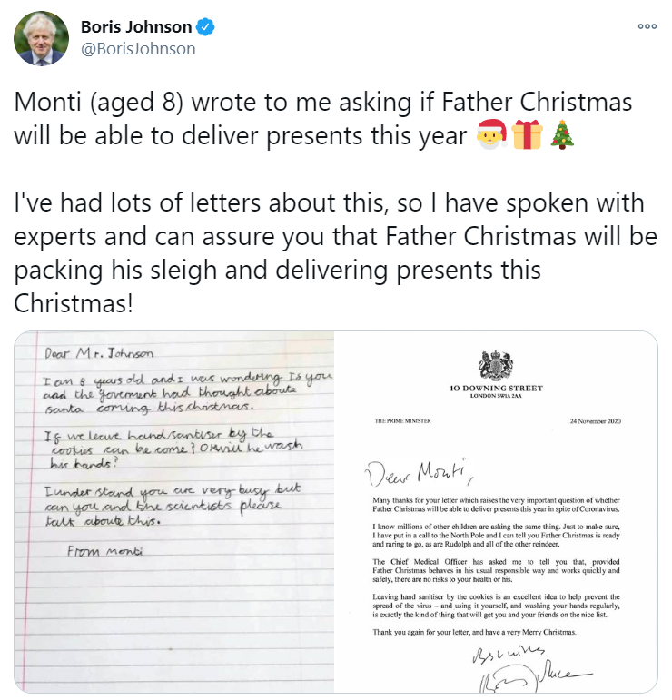 8-летний мальчик написал письмо премьер-министру Борису Джонсону