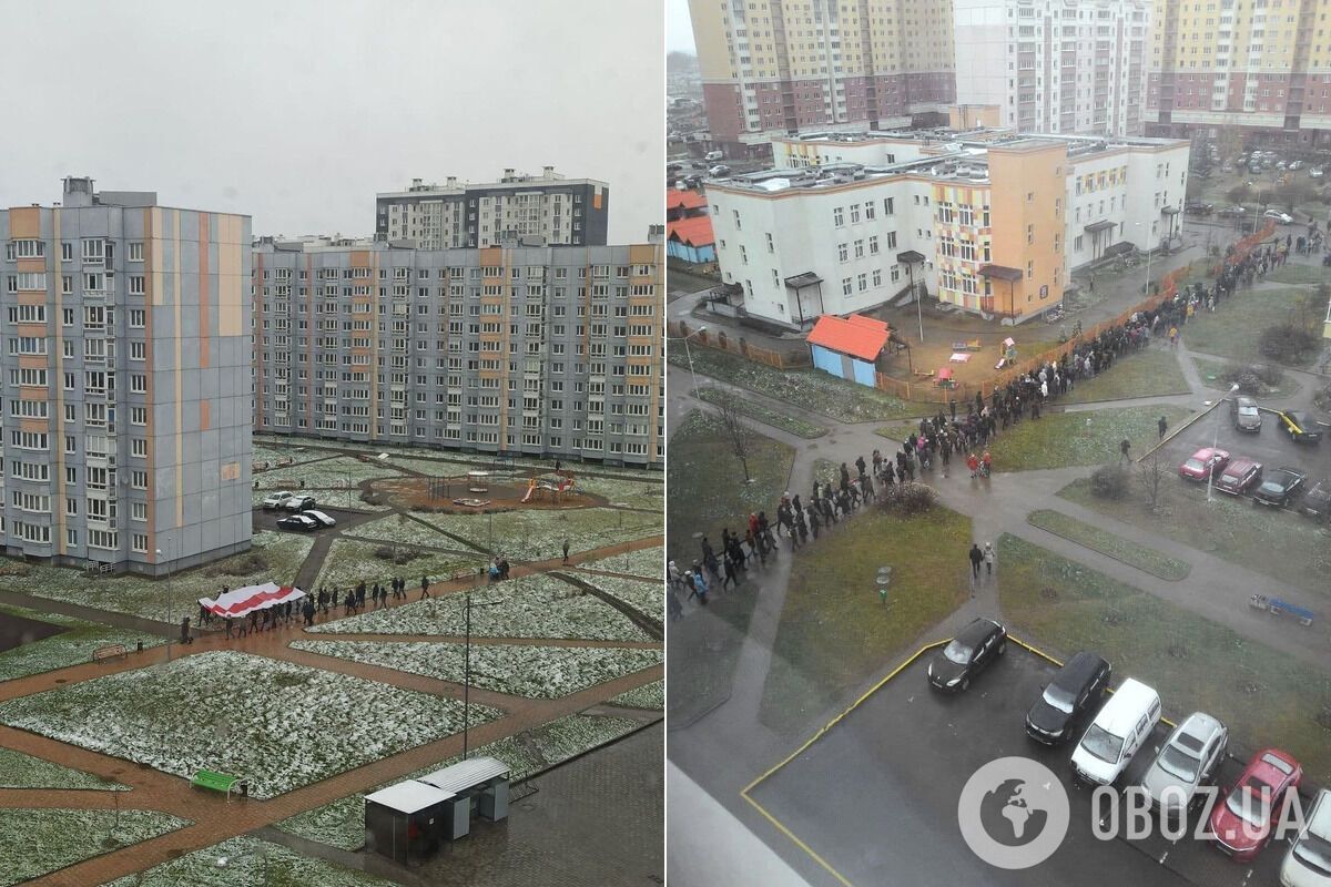 "Марш соседей" в Минске с высоты