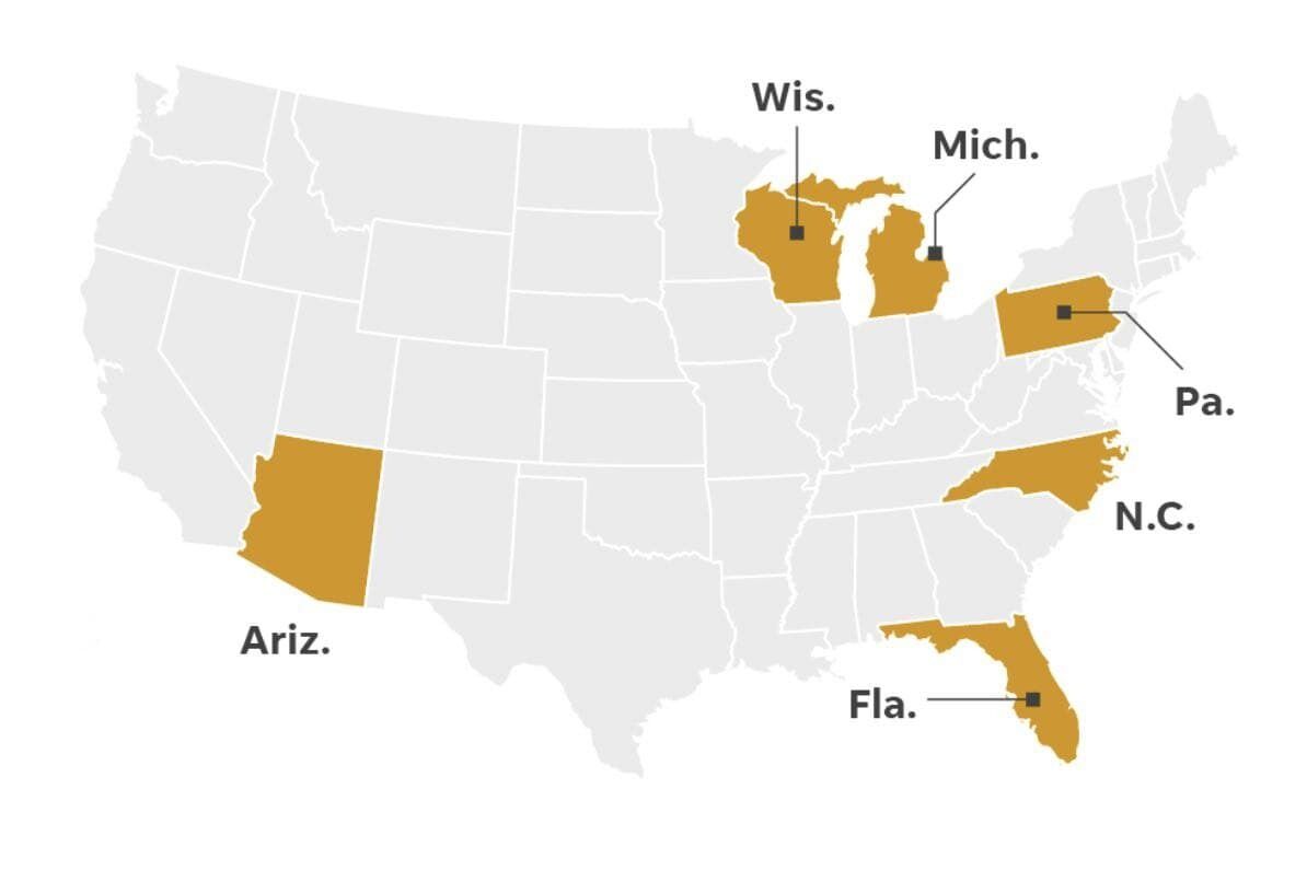 Шість штатів, які можуть вирішити долю виборів президента США