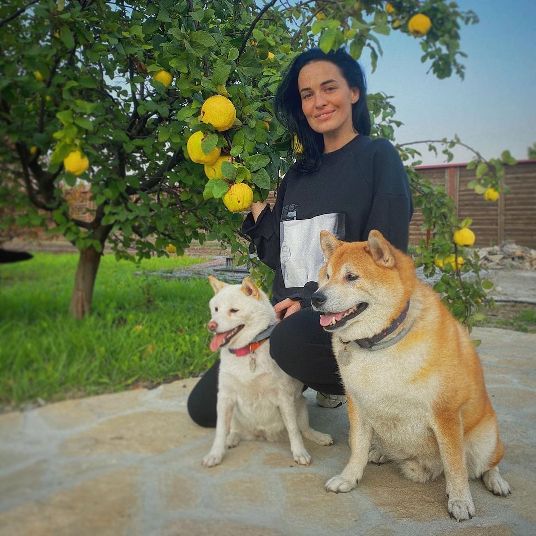 Даша Астафьева гуляет с собаками