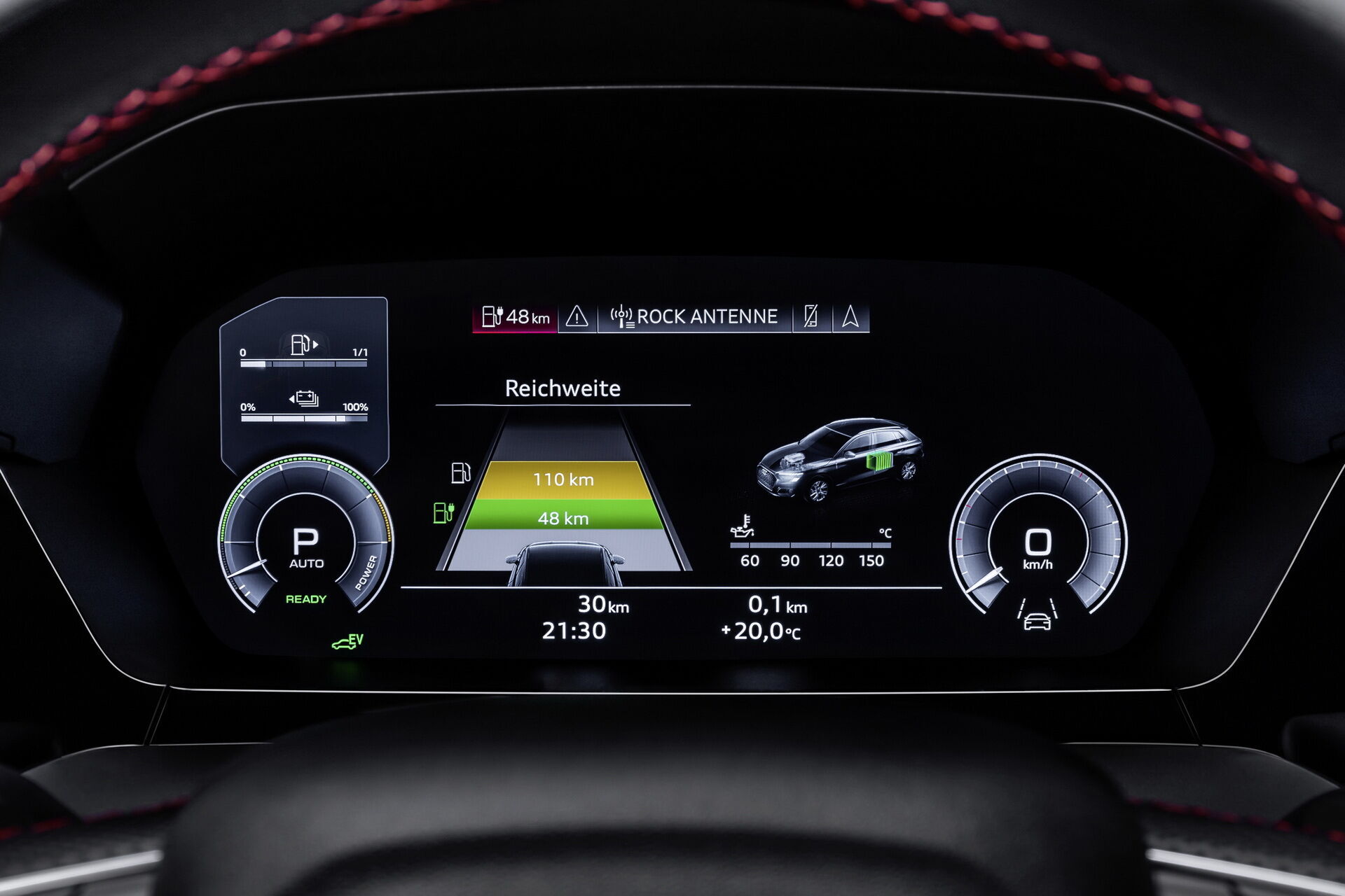Цифровая шкала приборов Audi A3 Sportback 45 TFSI e обеспечит водителя всей необходимой информацией