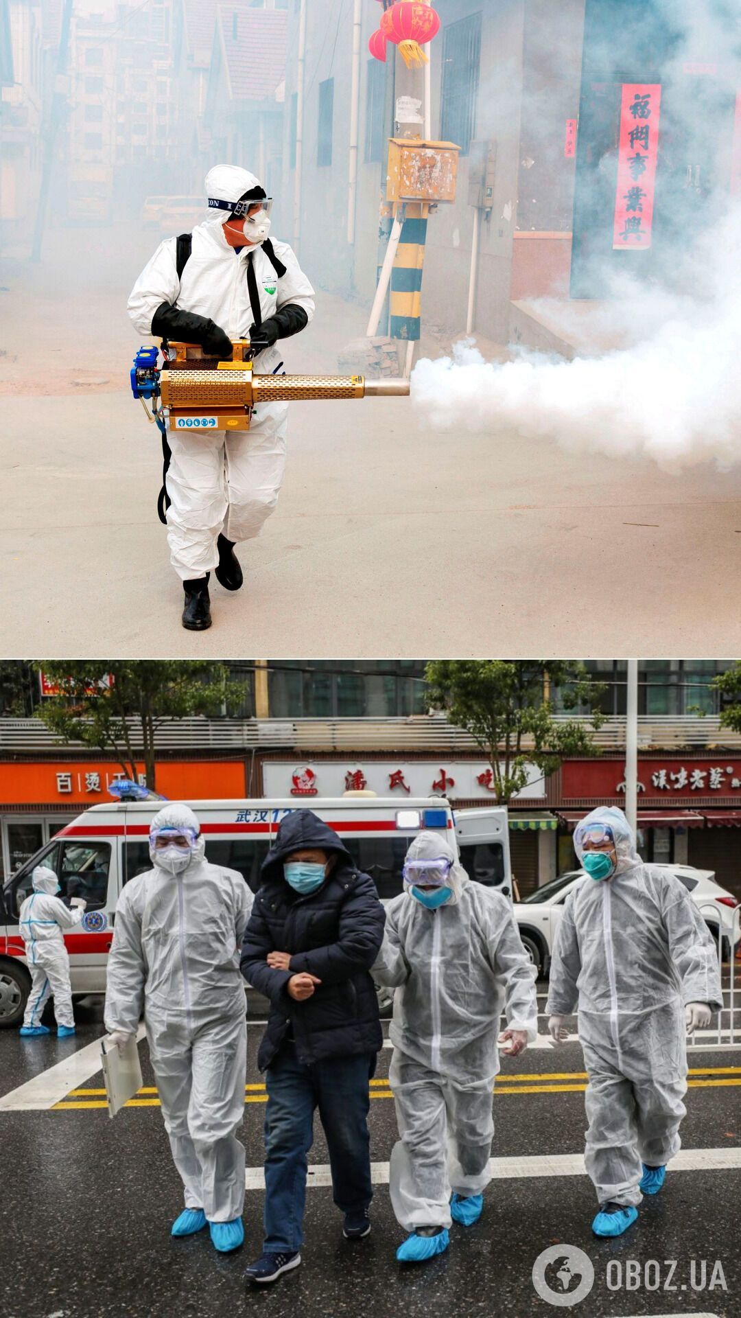 В Китае дезинфицировали улицы, пытаясь защититься от распространения вируса, а еще ловили на них людей, у которых были признаки заболевания