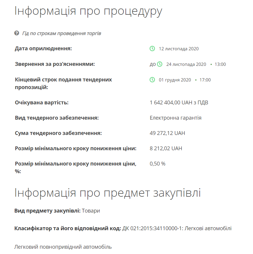 Держпідприємство отримає автомобіль у комплектації Premium