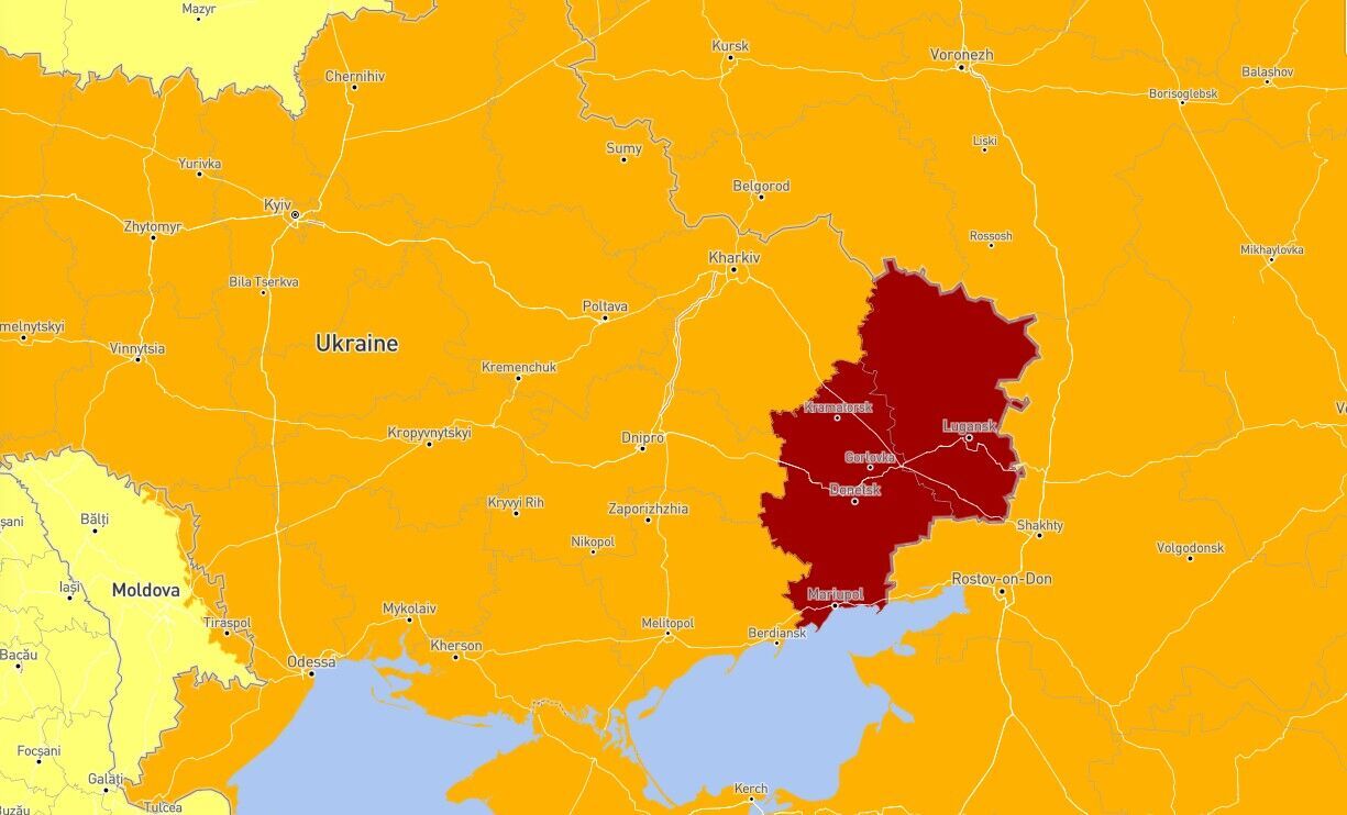 Две области Украины попали в список самых опасных мест в мире