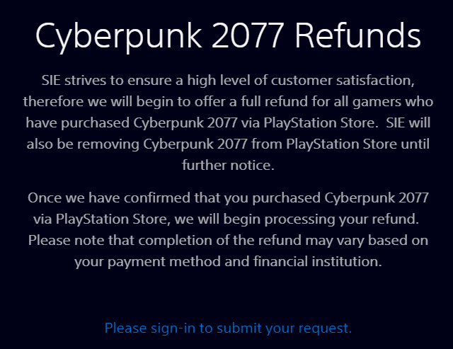 Cyberpunk 2077 удалили из PlayStation Store: игрокам вернут деньги из-за багов. Видео