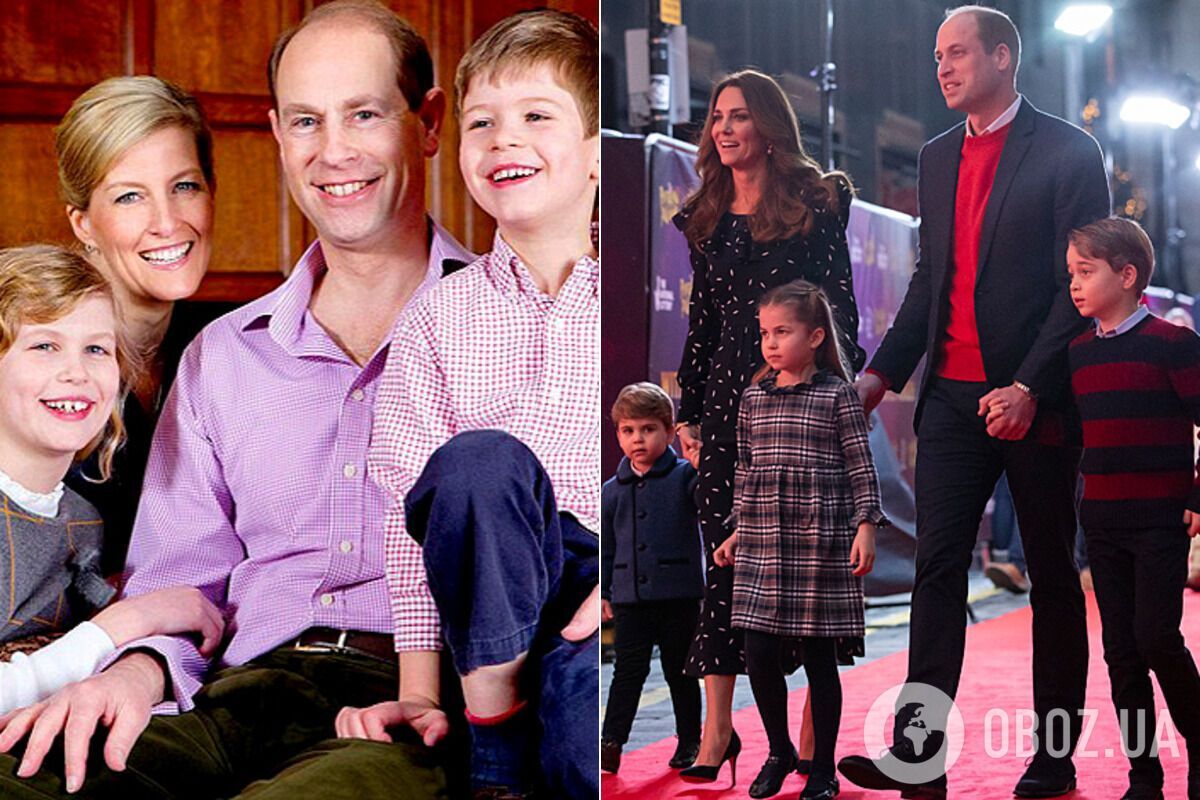 Семья принца Эдварда (слева) и семья принца Уильяма